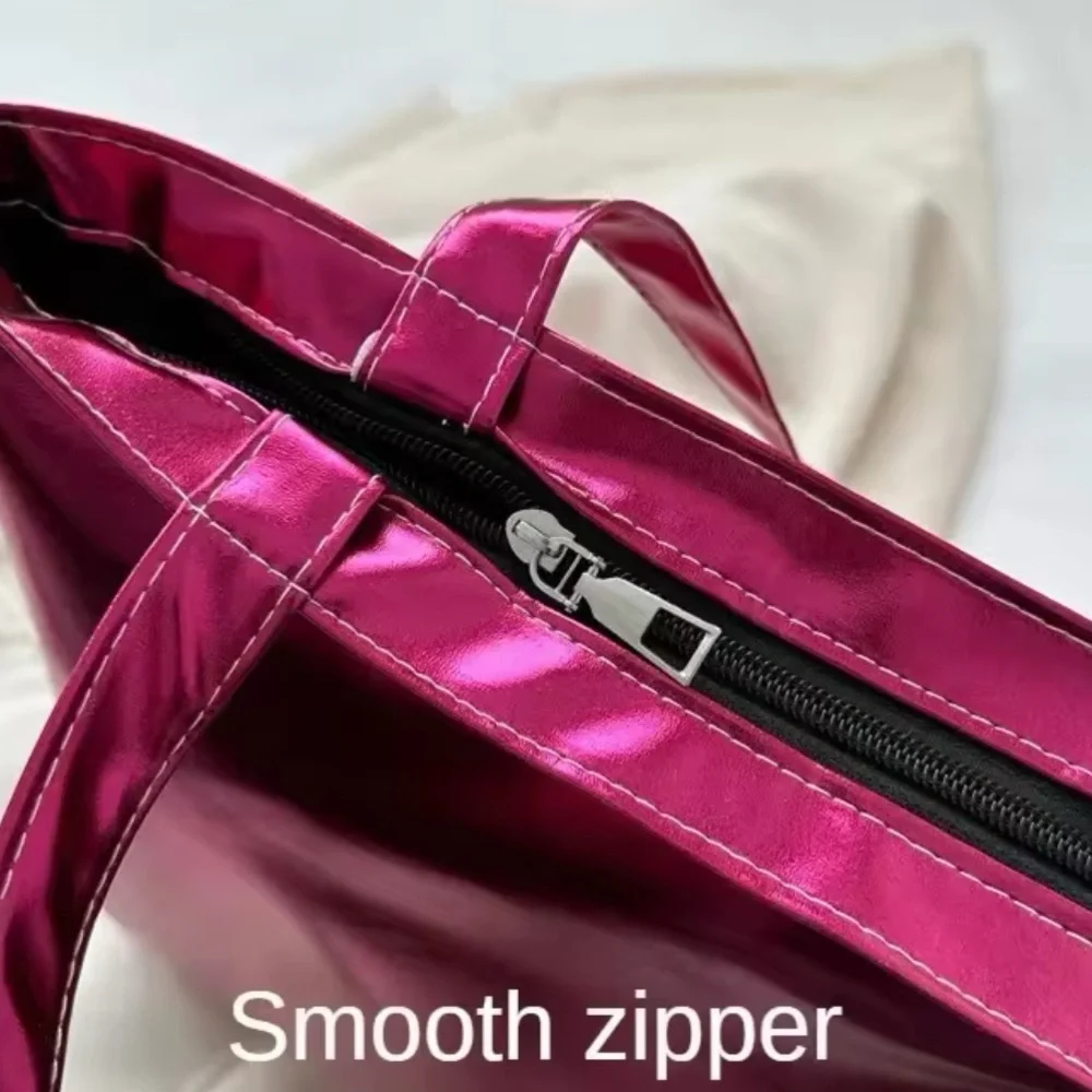 Metallic/ Shiny Shoulder Bag/ Shopping Tote  | Green/Rose Red/ Gold | NEW!💚💓💛